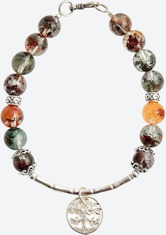 Vòng tay thạch anh ưu linh đa sắc charm cây bạc Ngọc Quý Gemstones
