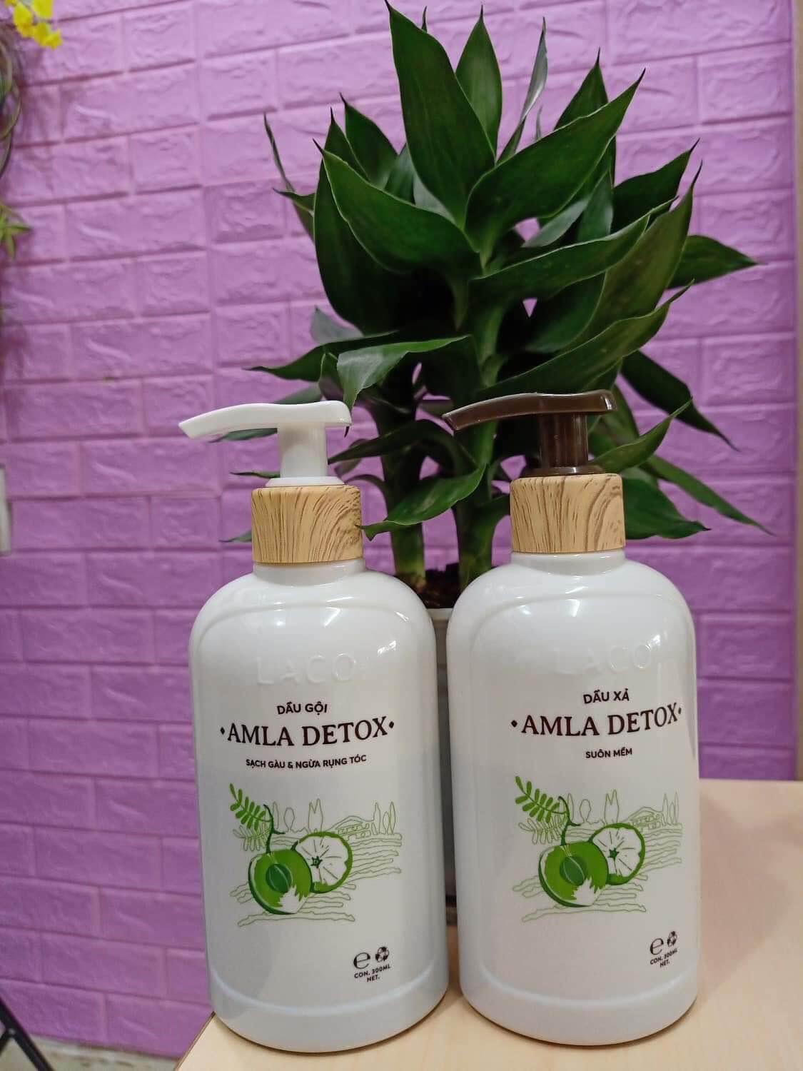 Bộ Dầu Gội - Xả AMLA DETOX LACO  Giải pháp cho tóc rụng và nhiều gàu