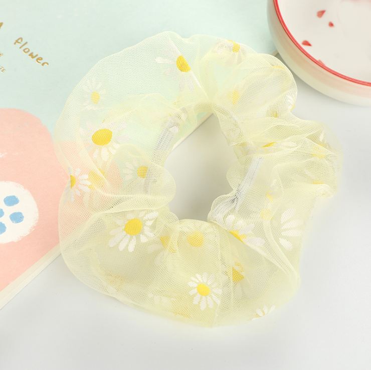 Combo 2 Dây Chun Buộc Tóc Scrunchies Họa Tiết Hoa Cúc (màu ngẫu nhiên)