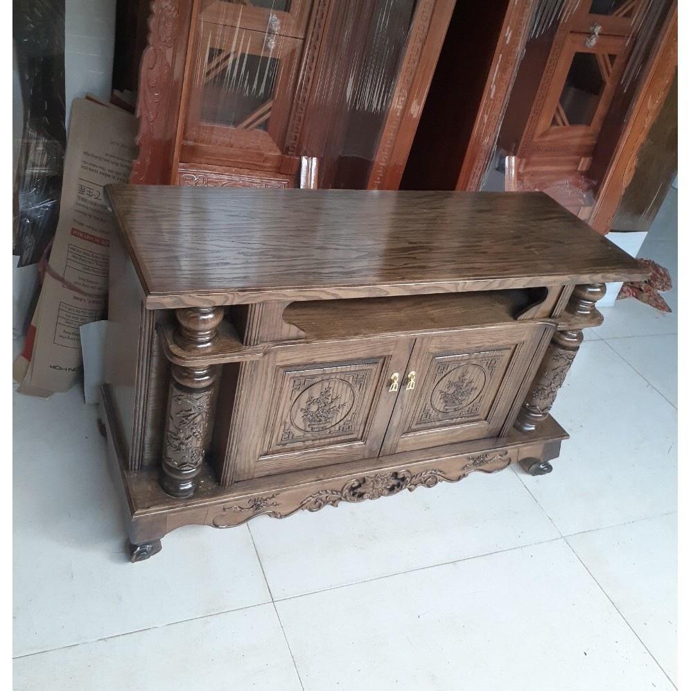 Kệ tivi cột nho Gỗ Sồi Nga cỡ nhỏ từ 1m2 đến 1m6