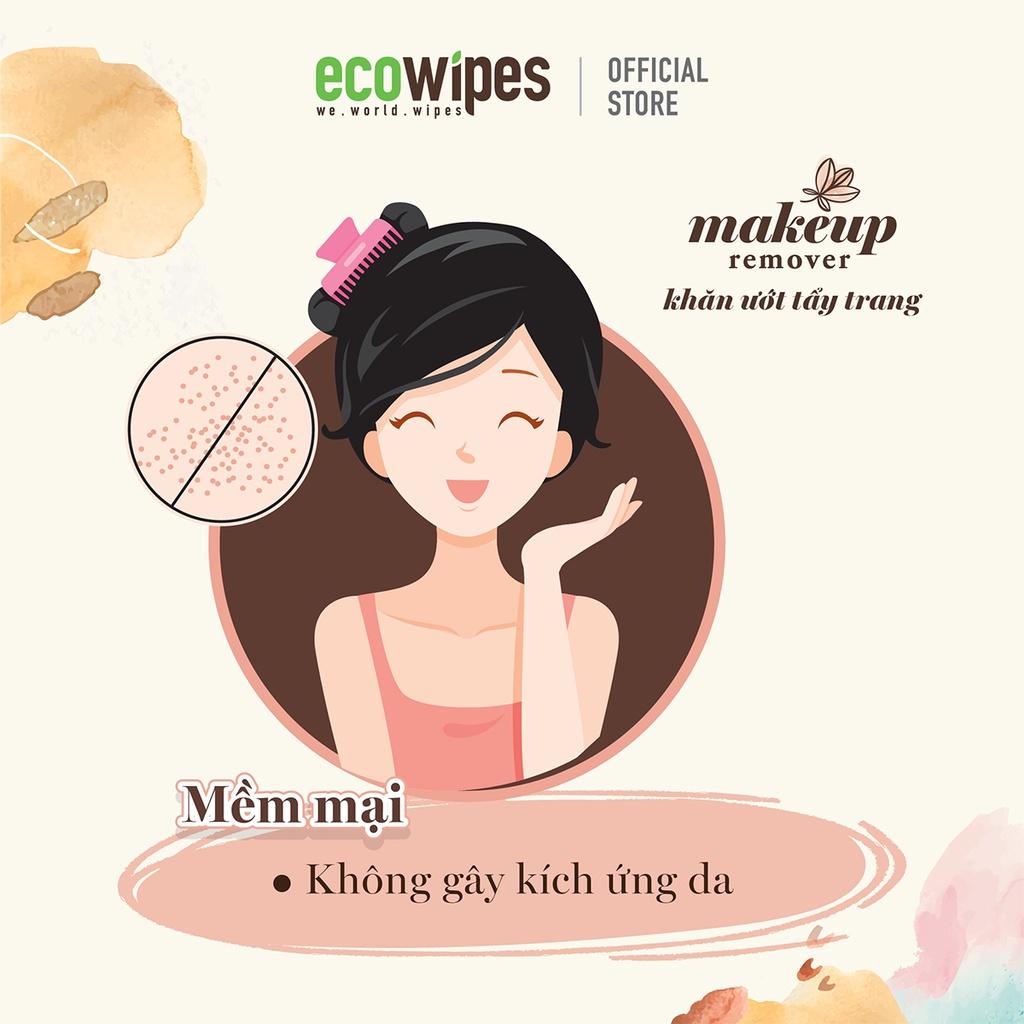 Combo 3 gói khăn ướt tẩy trang Makeup Remover Ecowipes gói 25 tờ làm sạch nhanh lớp trang điểm