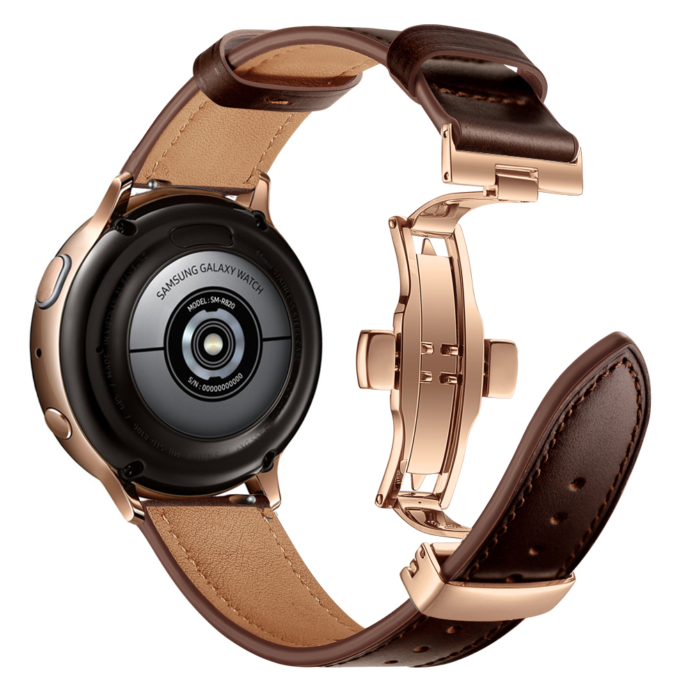 Dây Da Khóa Bướm Gold Chống Gãy Size 20mm Cho Galaxy Watch Active 1 / Galaxy Watch 42 / Galaxy Watch Active 2