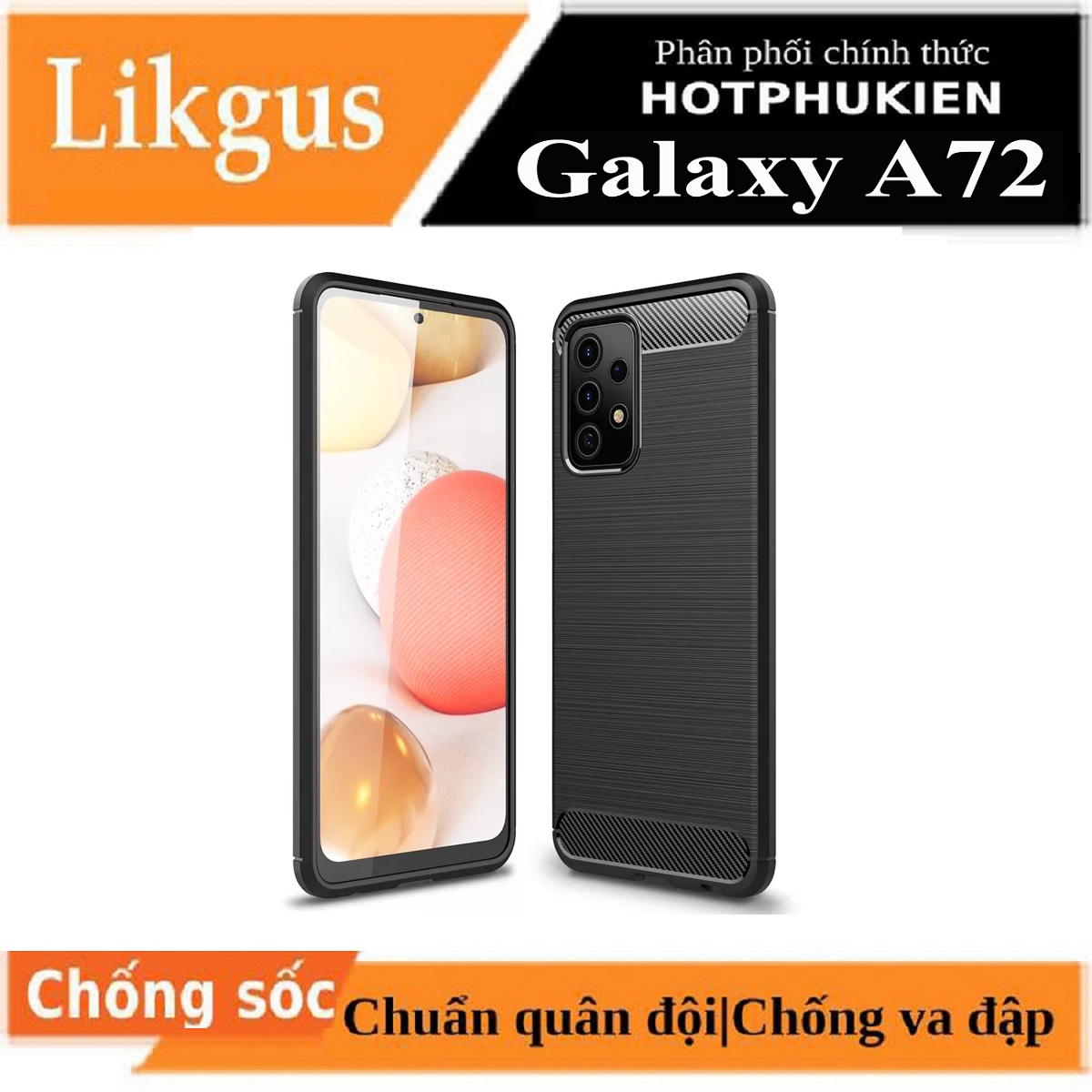 Ốp lưng chống sốc vân kim loại cho Samsung Galaxy A72 hiệu Likgus  - Hàng nhập khẩu