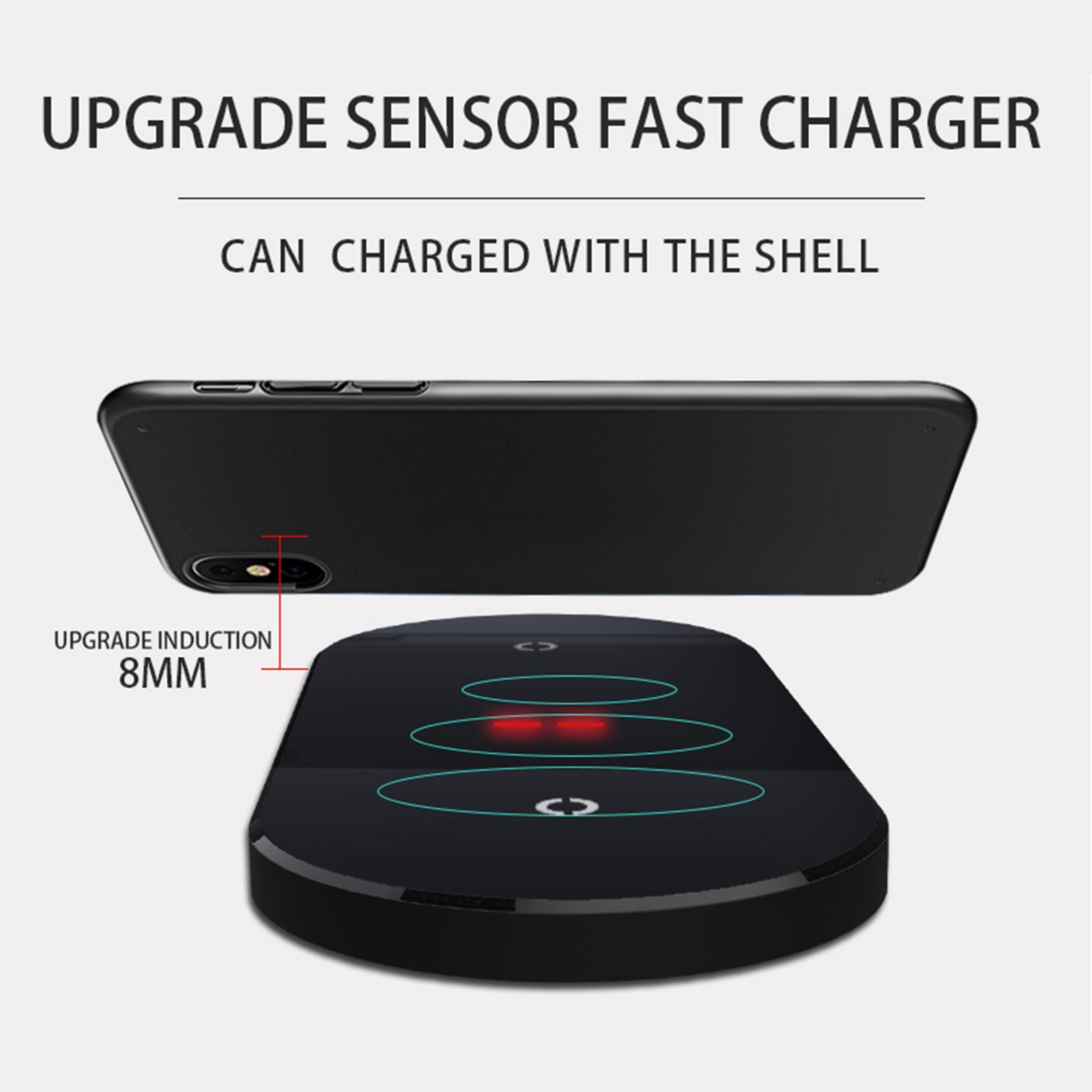 2 in 1  Wireless Charger Pad 10W Fast Charging For Smartphone Mirror Black