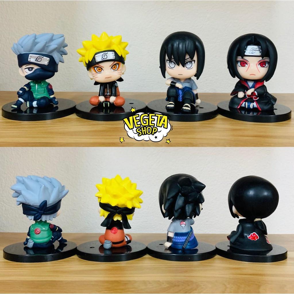 Mô hình Naruto - Uchiha Itachi Uchiha Sasuke Uzumaki Naruto Hatake Kakashi tạo dáng ngồi - Cao 7cm