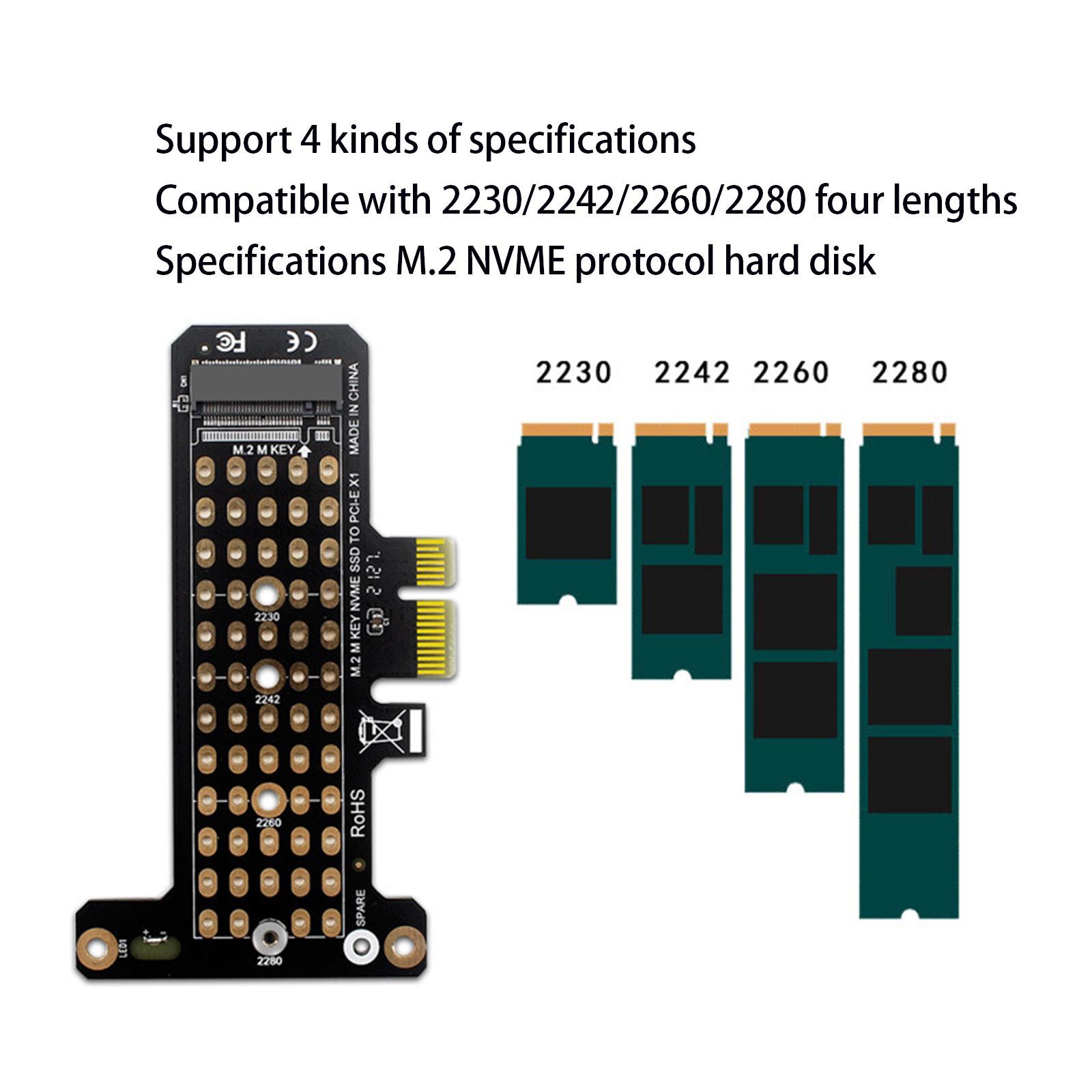 M.2 SSD to PCIe x1 Adapter Riser Card LED Indicator x1 x4 x8 x16 Interface