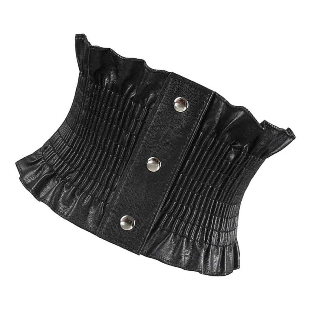 Women Girls PU Leather Wide Waist Belt  Elastic Band Corset