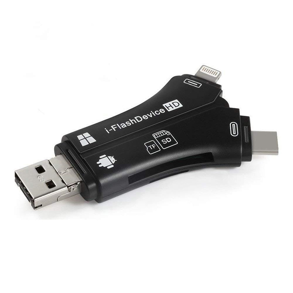 Đầu đọc thẻ TF/SD 4 trong 1 (Light ning, Type-C, USB, Micro USB) dùng xem ảnh/video của máy ảnh trên iphone và các thiết bị Android