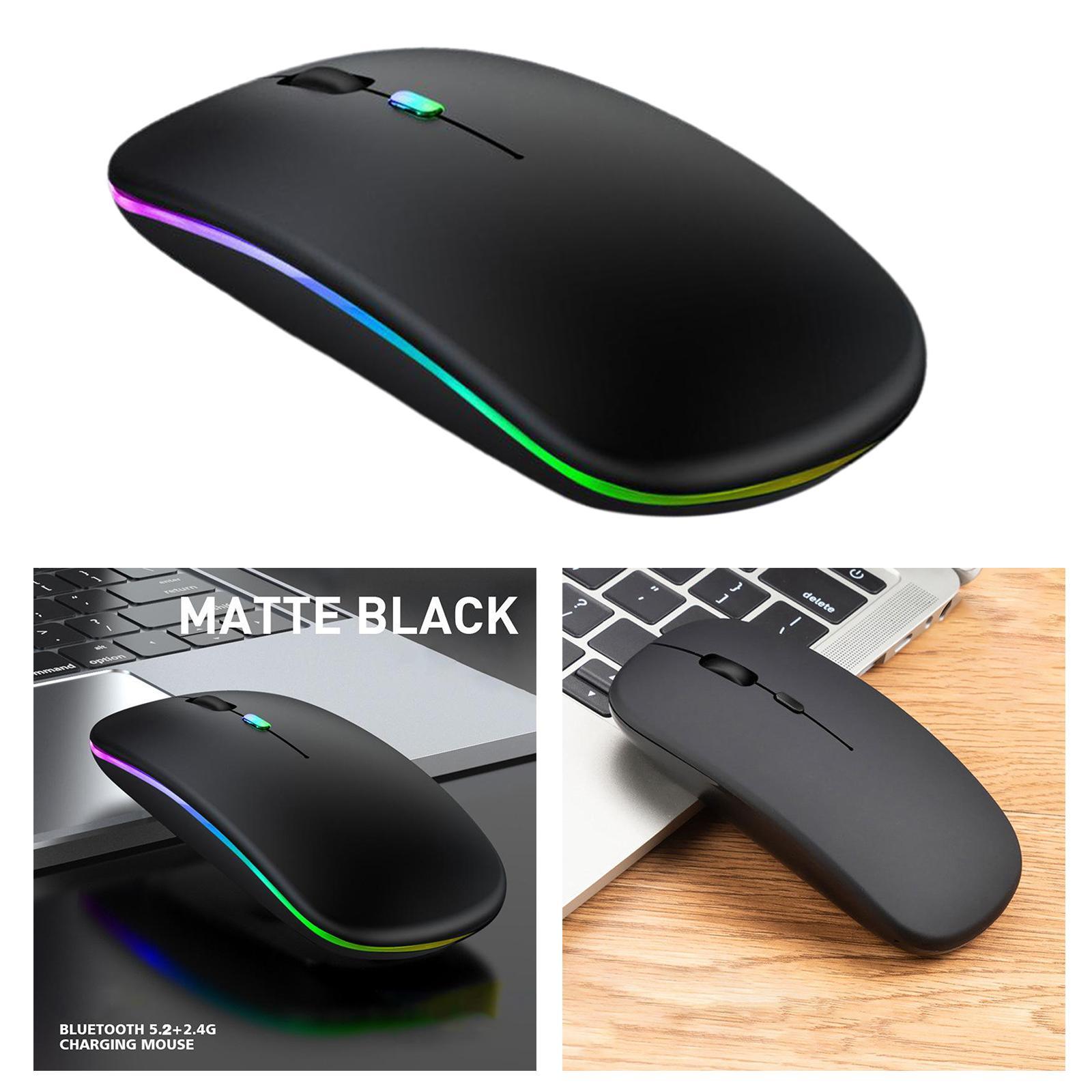 2xSilent LED Wireless Mouse Rechargeable Optical Office Laptop Black