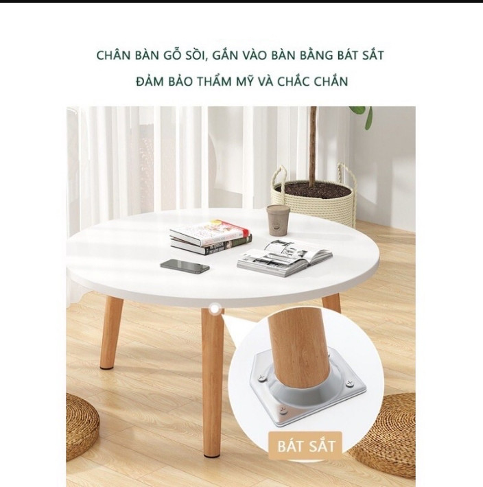 Bàn trà, bàn sofa tròn trắng 60x50, bàn cafe phòng khách, bàn coffee, bàn gỗ MDF chất lượng