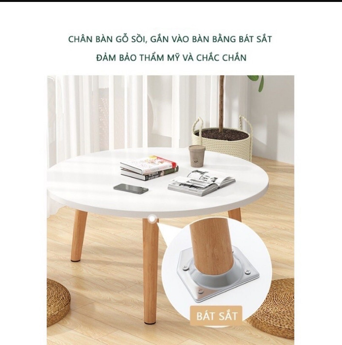 Bàn trà, bàn sofa tròn trắng 60x50, bàn cafe phòng khách, bàn coffee, bàn gỗ MDF chất lượng cao