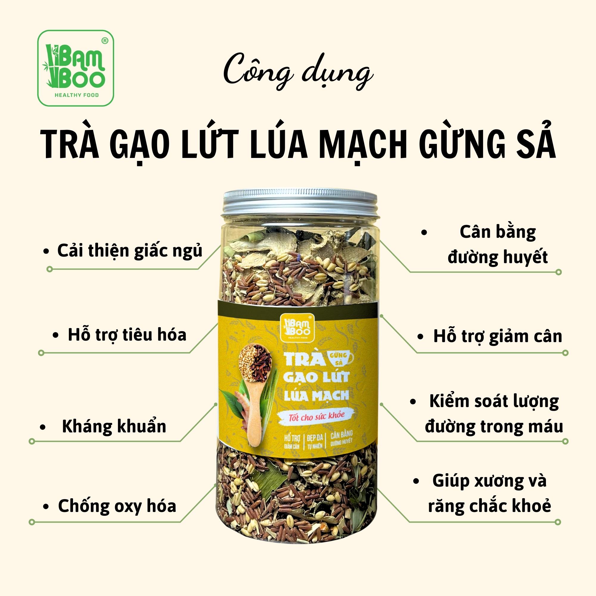 Trà lúa mạch sả gừng Bamboo - Hỗ trợ giảm cân, cải thiện giấc ngủ