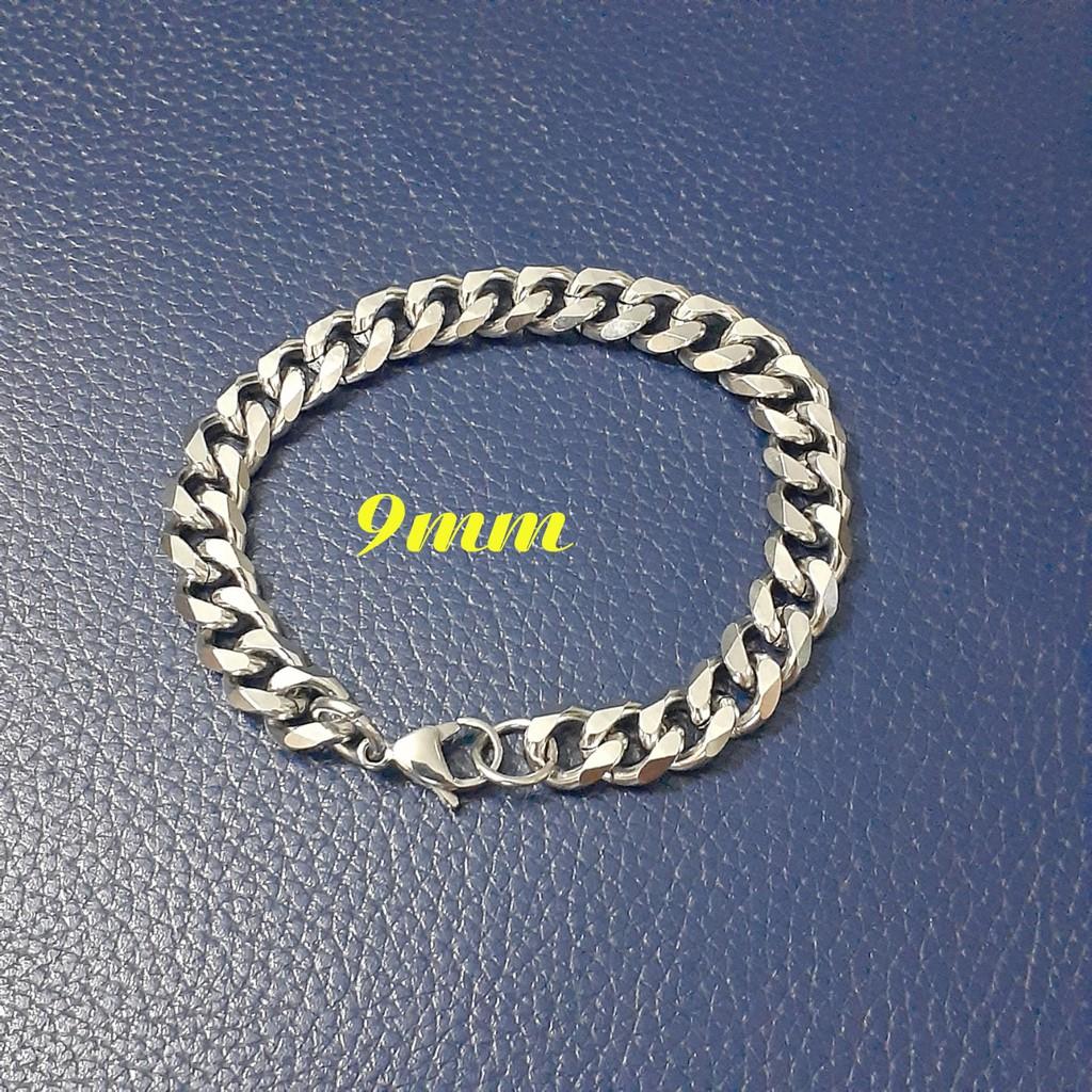 Lắc tay inox lặc đơn vát cạnh 9mm, 11mm, 13mm đẹp, không đen, không gỉ theo thời gian - Thể hiện đẳng cấp phái mạnh