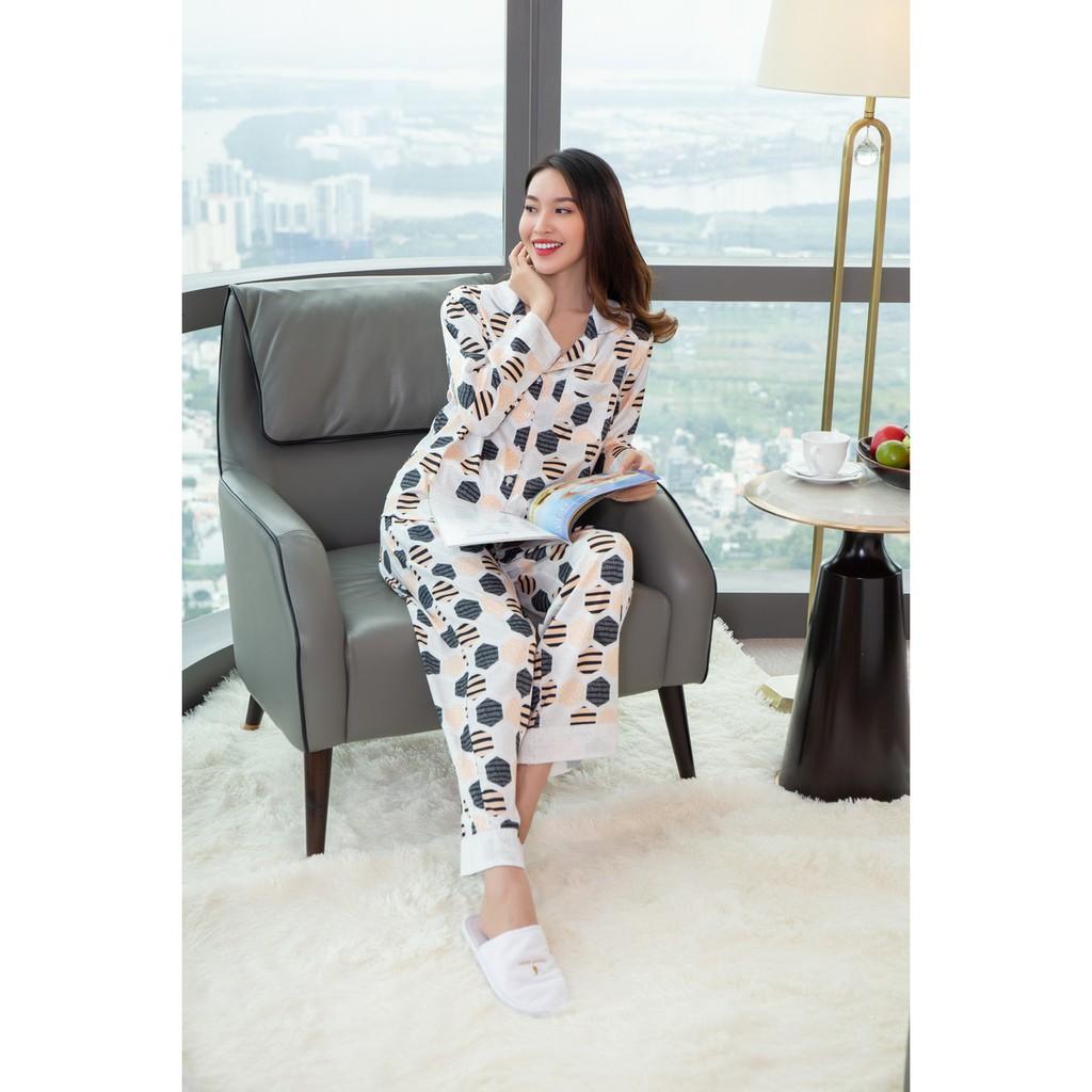 Đồ ngủ nữ pyjama tay dài quần dài freesize HW1008 đồ mặc nhà đẹp lụa Pháp cao cấp, mềm mịn - RELAX