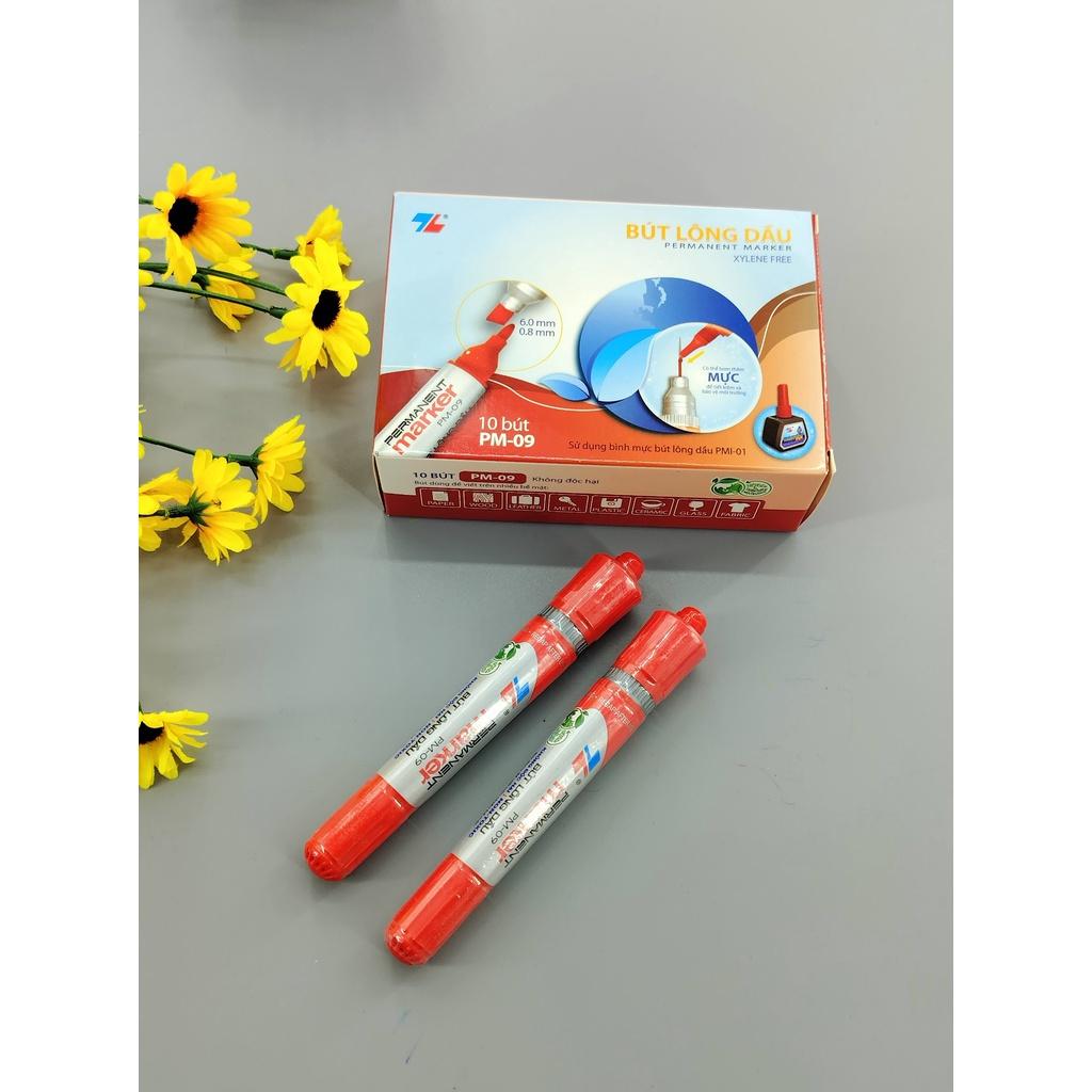 Bút lông dầu thiên long PM-09 3 màu đỏ - xanh - đen : combo 3 chiếc và hộp 12 chiếc giá ưu đãi