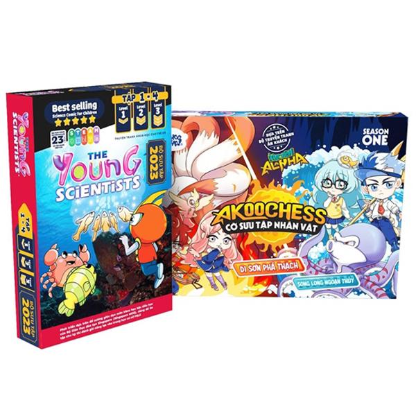 Boxset The Young Scientists - Truyện Tranh Khoa Học Cho Trẻ Em (Bộ 12 Cuốn) - Tặng Kèm Bộ Cờ Sưu Tập Nhân Vật Akoochess - Season One