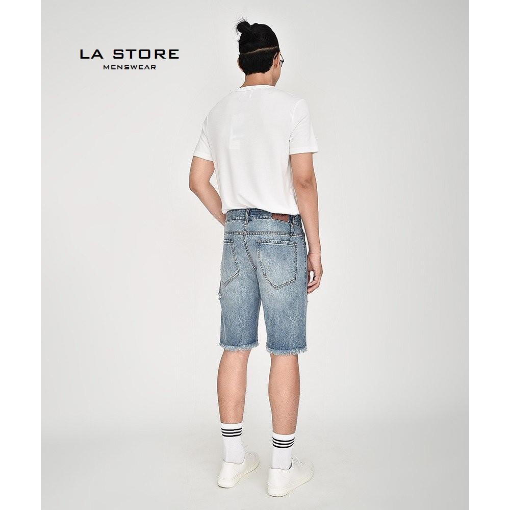 Quần Short Jeans rách form Straight màu xanh nhạt