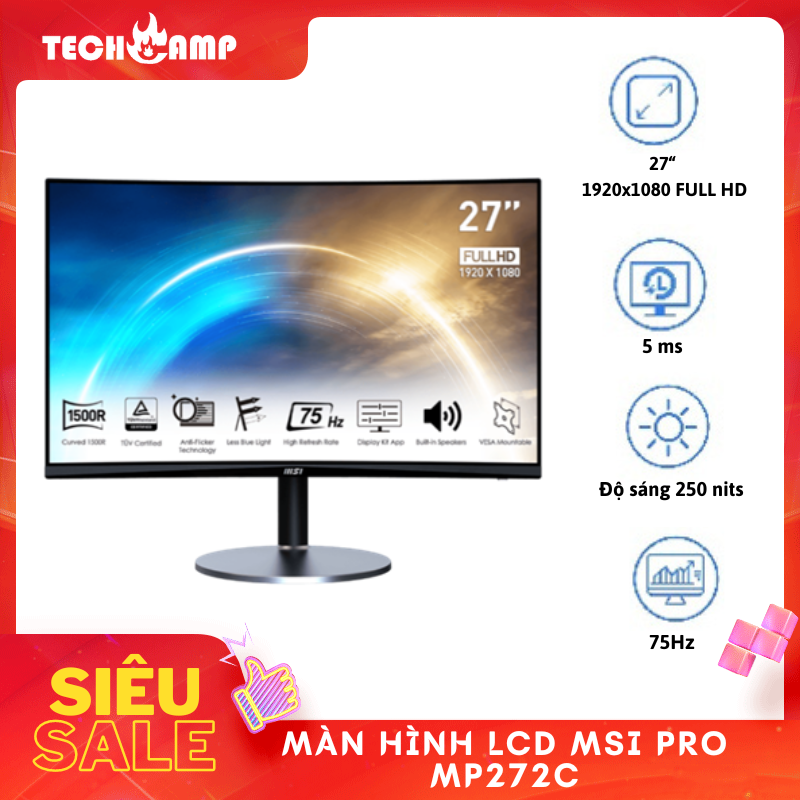 Màn hình MSI PRO MP272C 27 inch FHD VA 75HZ Cong - Hàng chính hãng