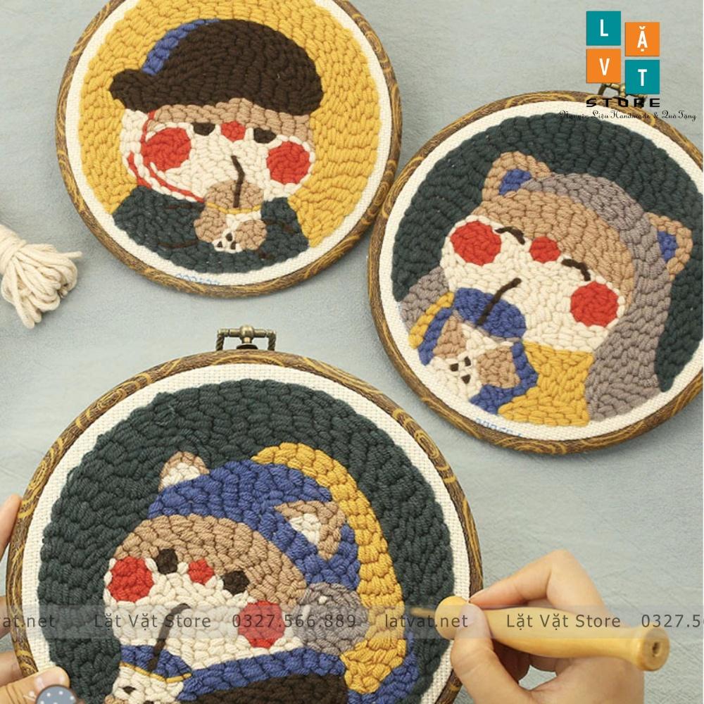 Bộ Len Xù Chuột Trà Sữa- Punch Needle Mouse - Có video hướng dẫn - Trang trí bày biện xin đẹp, decor chung cư, quà tặng