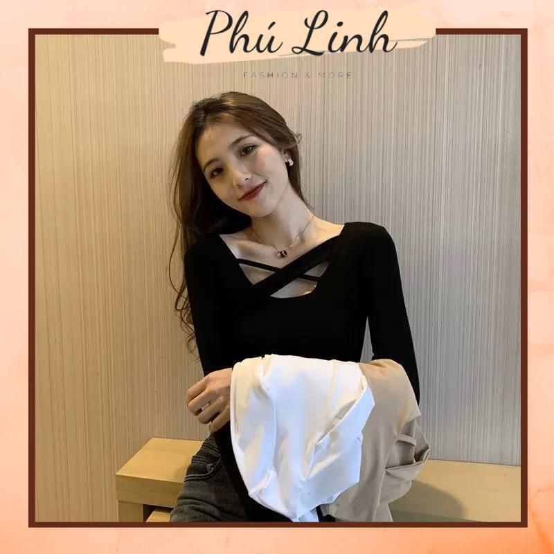 MS6833 Áo thun nữ dài tay 2 vạt chéo