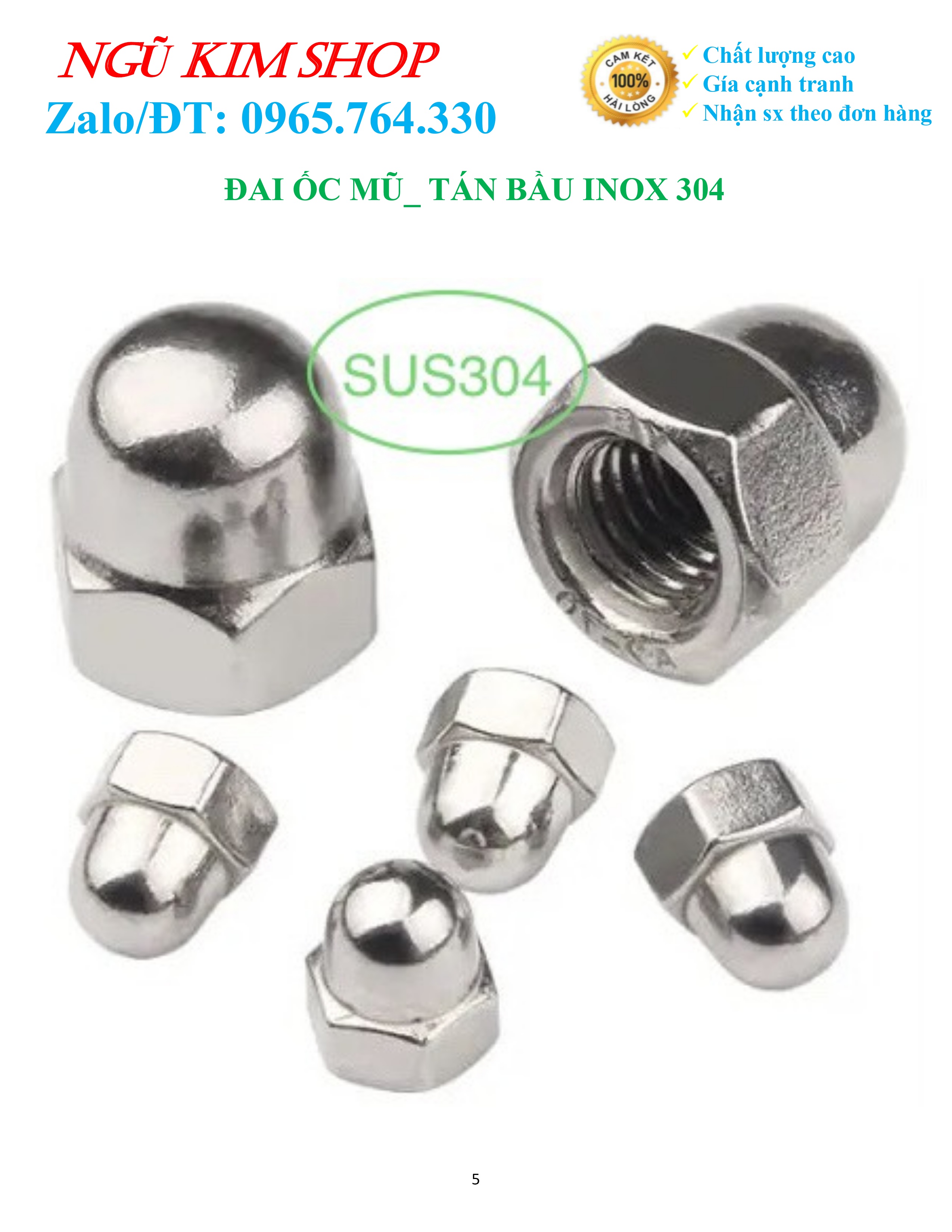 ĐAI ỐC MŨ _ TÁN BẦU INOX 304