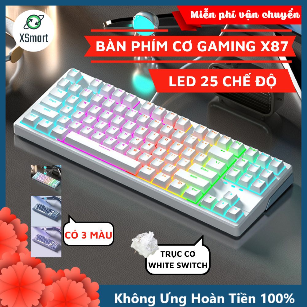 Bàn Phím Cơ Máy Tính Gaming MECHANICAL X87 LED 25 Chế Độ Trục Cơ White Switch-Hàng Chính Hãng