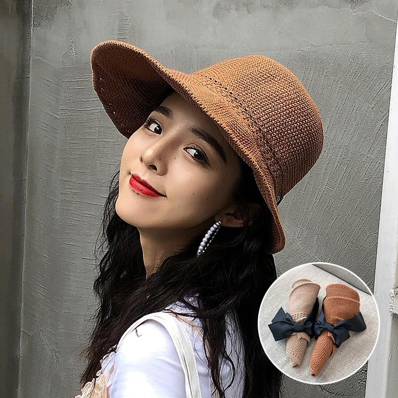 Mũ Nửa đầu , Vành rộng chống nắng gắn nơ thời trang.