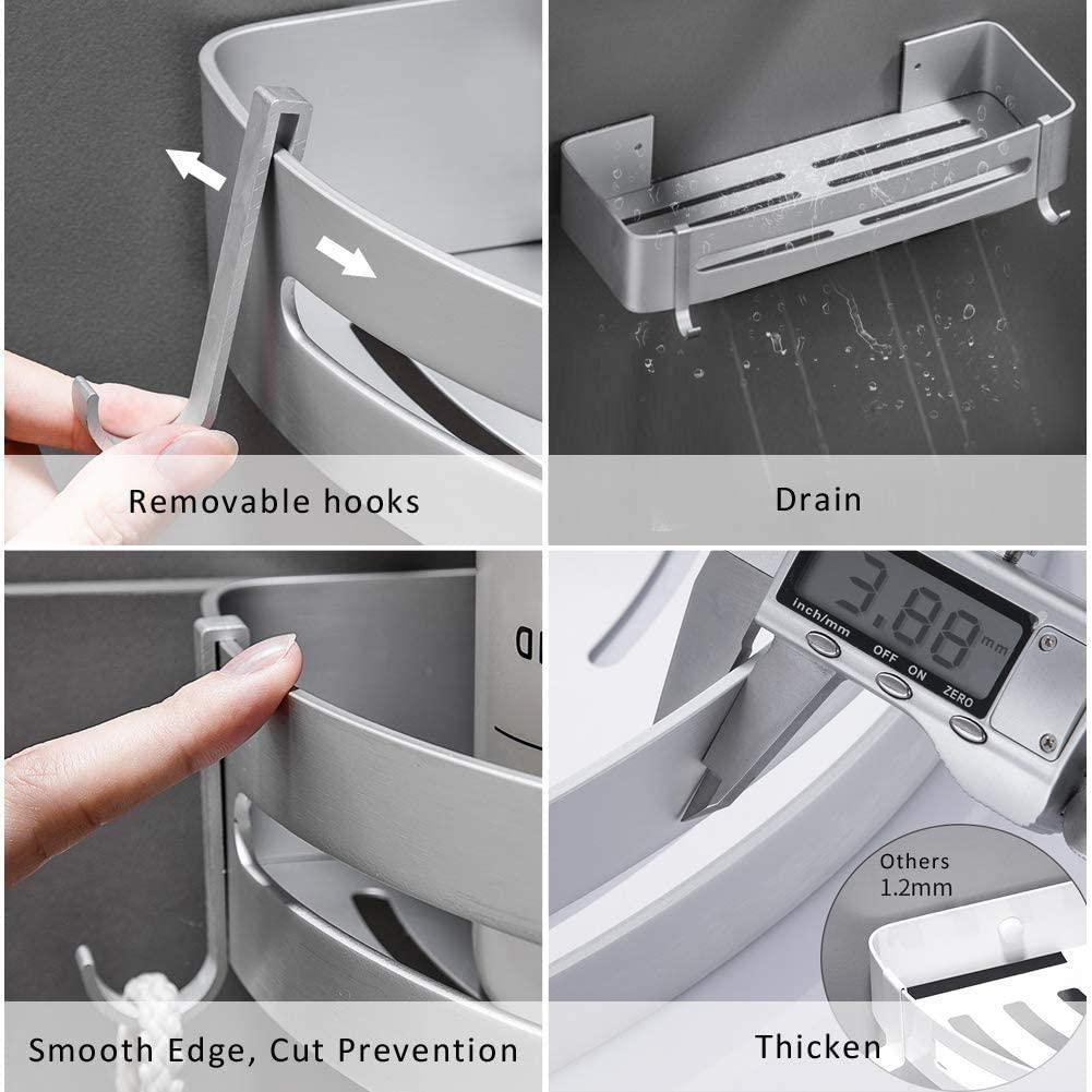 Không cần khoan kệ tắm Phòng tắm bằng nhôm chống gỉ 2 kệ