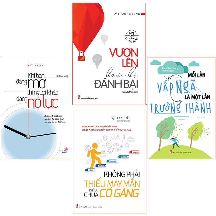 Bookset Sách: Vươn Lên Để Tiến Đến Thành Công ( Đang Mơ + Vấp Ngã + Đánh Bại + Không Phải Thiếu May Mắn )