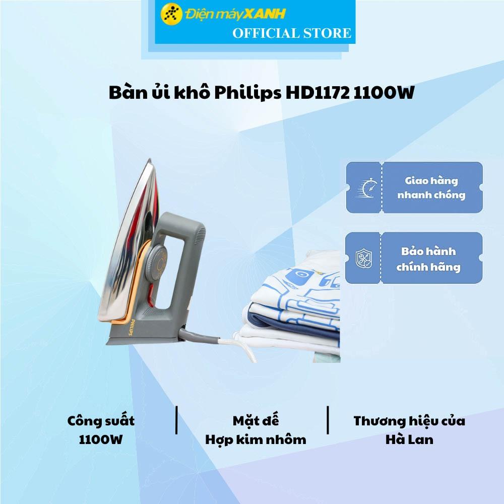 Bàn ủi khô Philips HD1172 1100W - Hàng Chính Hãng