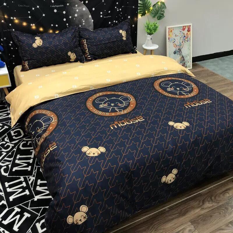 Bộ Chăn Ga Gối Poly Cottong Chuột Đen
