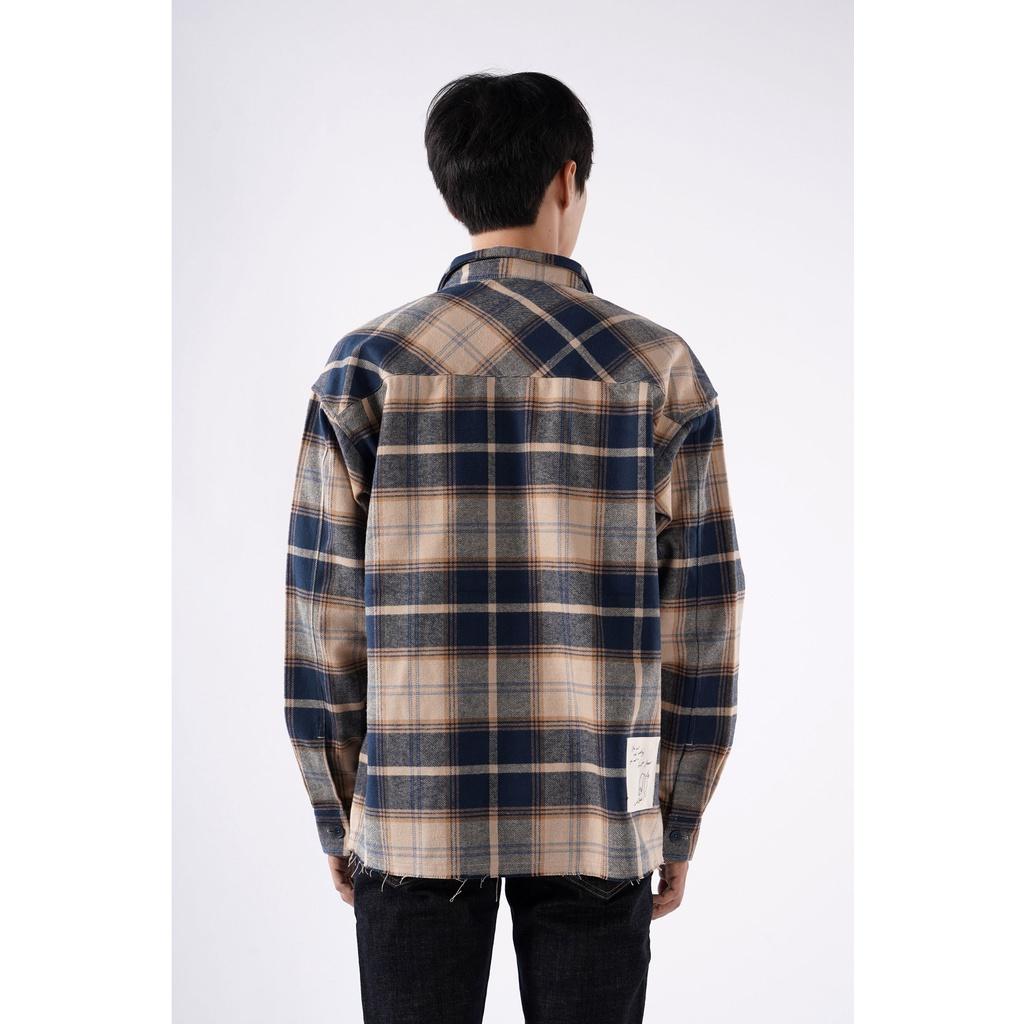 ÁO SƠ MI CARO NAM OVERSIZE nhãn trang trí 10F21SHL012 - LASTORE MENSWEAR