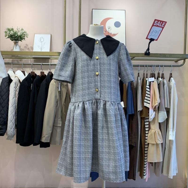 Đầm Suông Dạ Tweed Dáng Đuôi cá Freesize MICHI House Váy Thiết Kế Hàn Quốc Dễ Mặc, Bầu Xinh V297