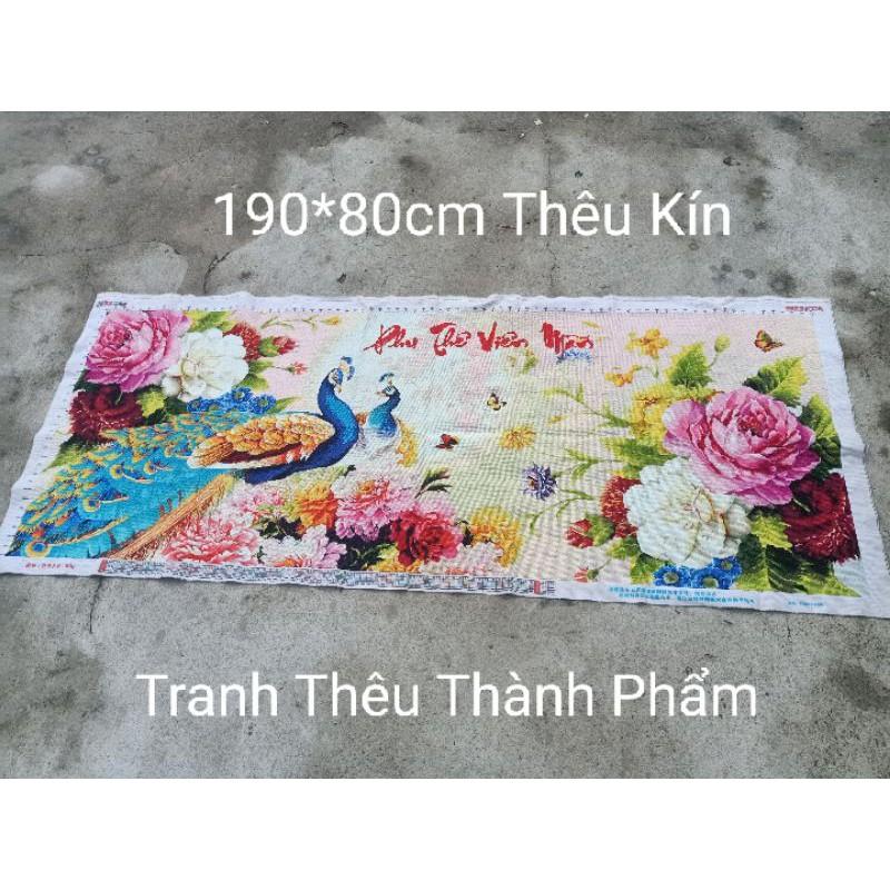 (Đã thêu) Tranh thêu thành phẩm công phu thê viên mãn 2m thêu kín chữ việt