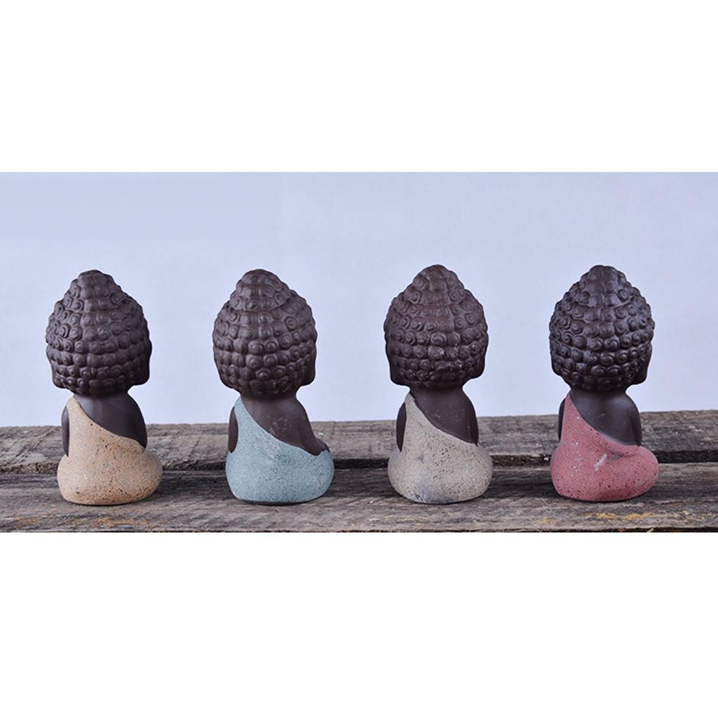 2-3pack Little Monk Buddha Ceramic Statues Holder Tea Pet Home Tea Tray Decor