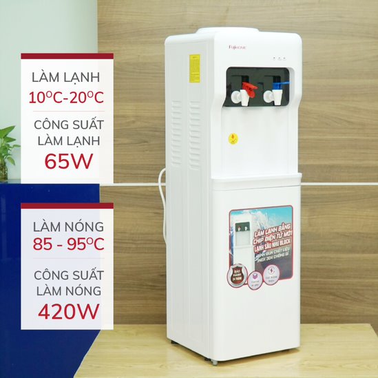 Cây nước nóng lạnh Nhật Bản Fujihome WD5320E khóa vòi nóng, máy nước uống nóng lạnh mini tự ngắt tiết kiệm điện - Hàng Chính hãng