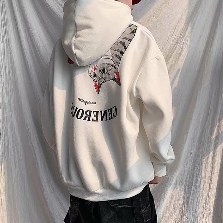 Áo Hoodie Nỉ Bông Unisex Streetwear Mèo Ngược( unisex nam nữ đều mặc được