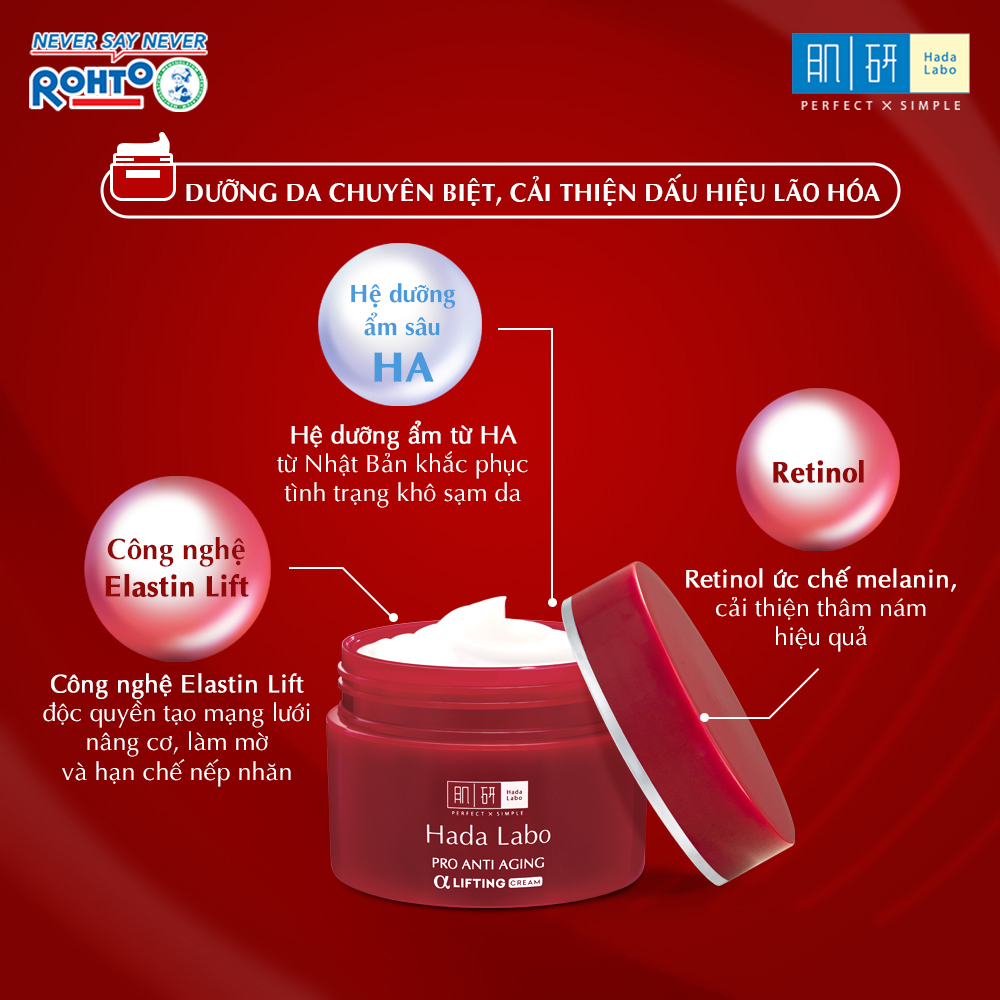 Kem dưỡng chuyên biệt chống lão hóa Hada Labo Pro Anti Aging α Lifting Cream