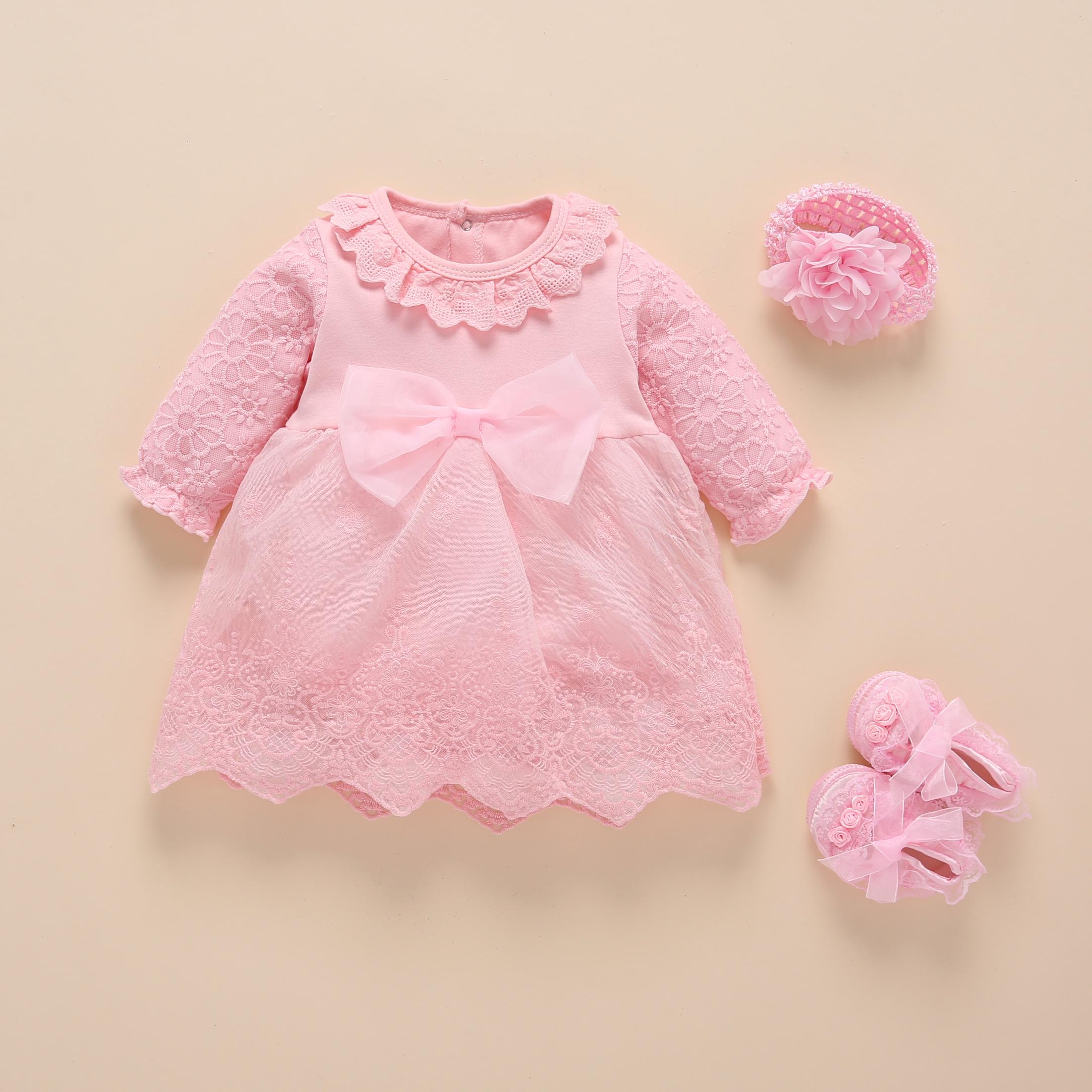 Bé Lễ Rửa Tội Đầm 2019 Nơ Bé Sơ Sinh Bé Gái Đỏ Trẻ Sơ Sinh Áo Và Quần Áo Tuyết Trắng Ropa Bebe Bé Gái 3 6 9 Tháng