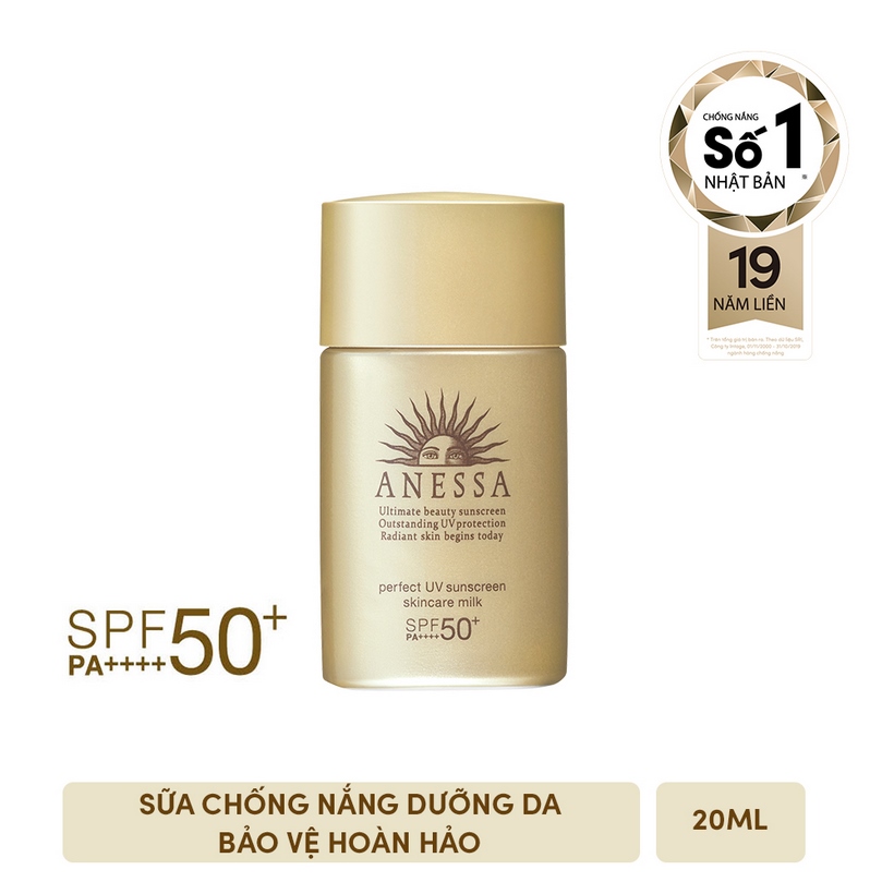 Bộ Đôi Chống nắng kiềm dầu khô thoáng hoàn hảo siêu tiết kiệm Anessa Gold Milk 60ml + Gold Milk 20ml - Tặng Túi trống thể thao Anessa