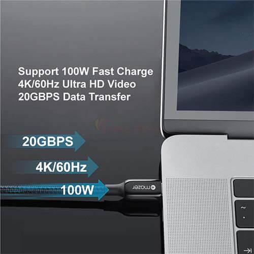 Cáp USB Type-C to USB Type-C Mazer InfiniteLink Pro III Slimmer Yet Stronger 100W 4K/60Hz M-PL3Pro-C - Hàng chính hãng