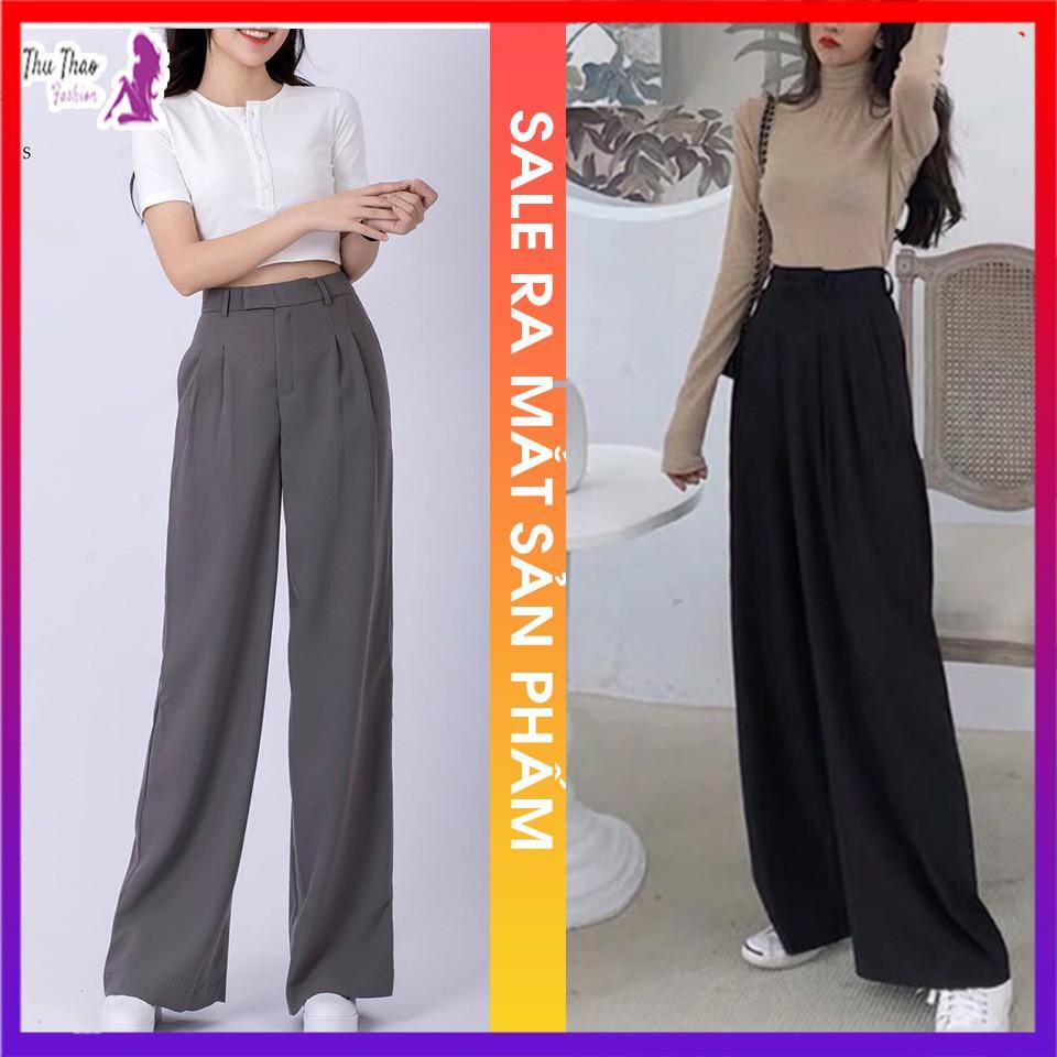 Quần Tây Ống Suông- Cạp Lệch Culottes Dài 100cm -Vải Tuyết Mưa Cao Cấp-Mềm Rũ Tôn Dáng.(Sale Ra Mắt Sản Phẩm).(M35)