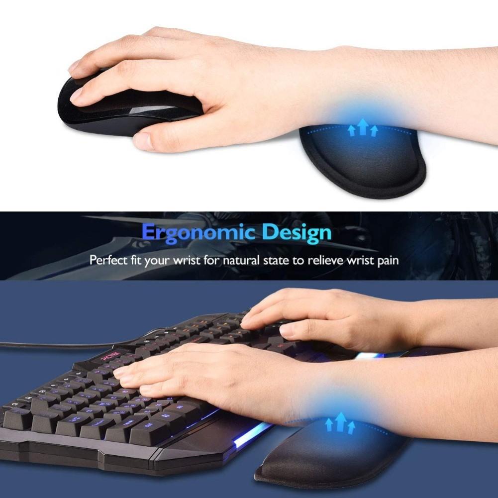 Soft Memory Foam Wrist Rest Mouse Keyboard Pad Cushion for Office Worker Gamer