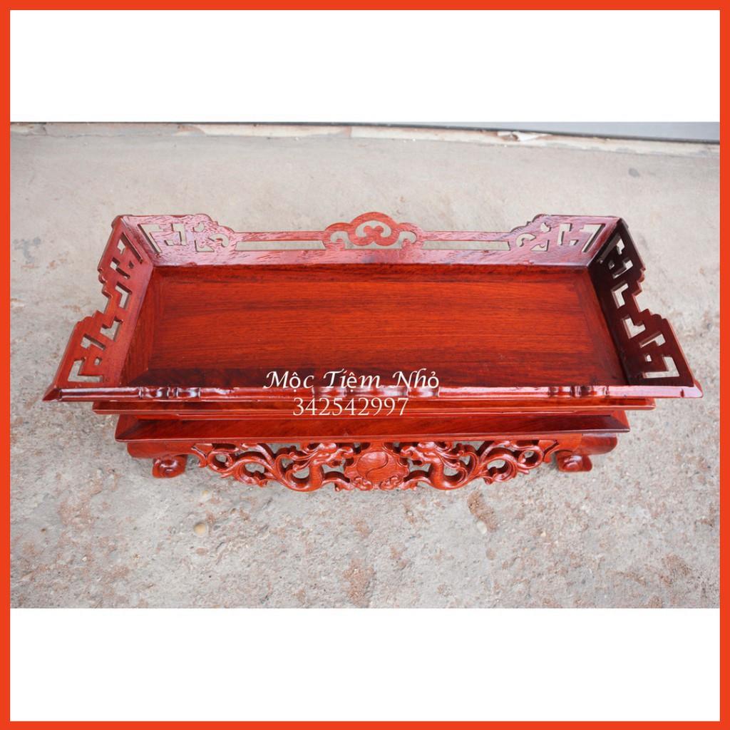 Bệ đài nước - Mâm tế - Mâm bịch đựng chén nước thờ gỗ hương dài 42cm cao 20cm sâu 18cm