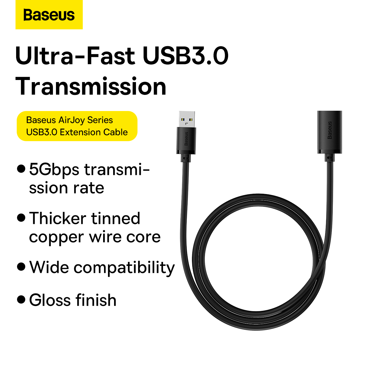 Cáp Nối Dài USB Tiện Lợi Baseus AirJoy Series USB3.0 Extension Cable (Hàng chính hãng)