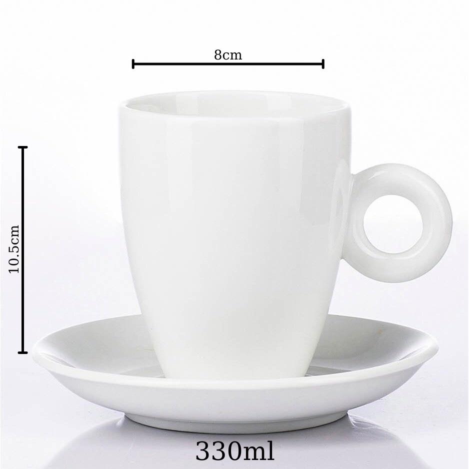 Ly Cafe đẹp - Bộ cà phê Bát Tràng Cao cấp - Tách Latte 330ml - Ly uống cafe siêu xinh - Vitaminceramics