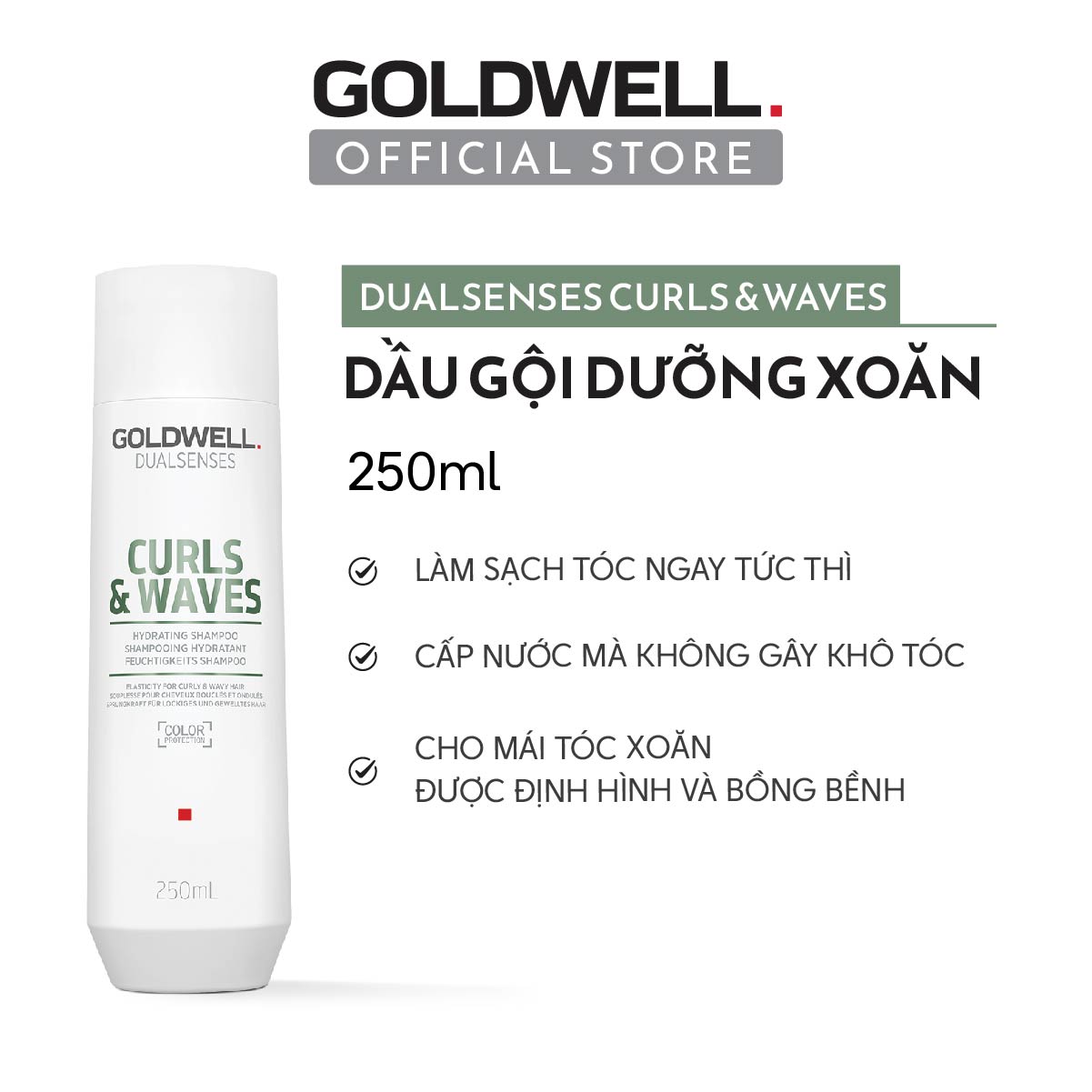 Dầu Gội Tóc Xoăn Goldwell Curls &amp; Waves – Cấp Ẩm Sâu, Dưỡng Mềm, Bồng Bềnh