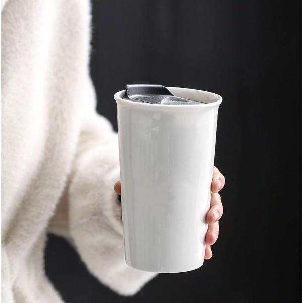 Cốc sứ basic nắp nhựa - Cốc sứ uống nước, cốc uống nước phong cách độc đáo, cốc uống nước sứ