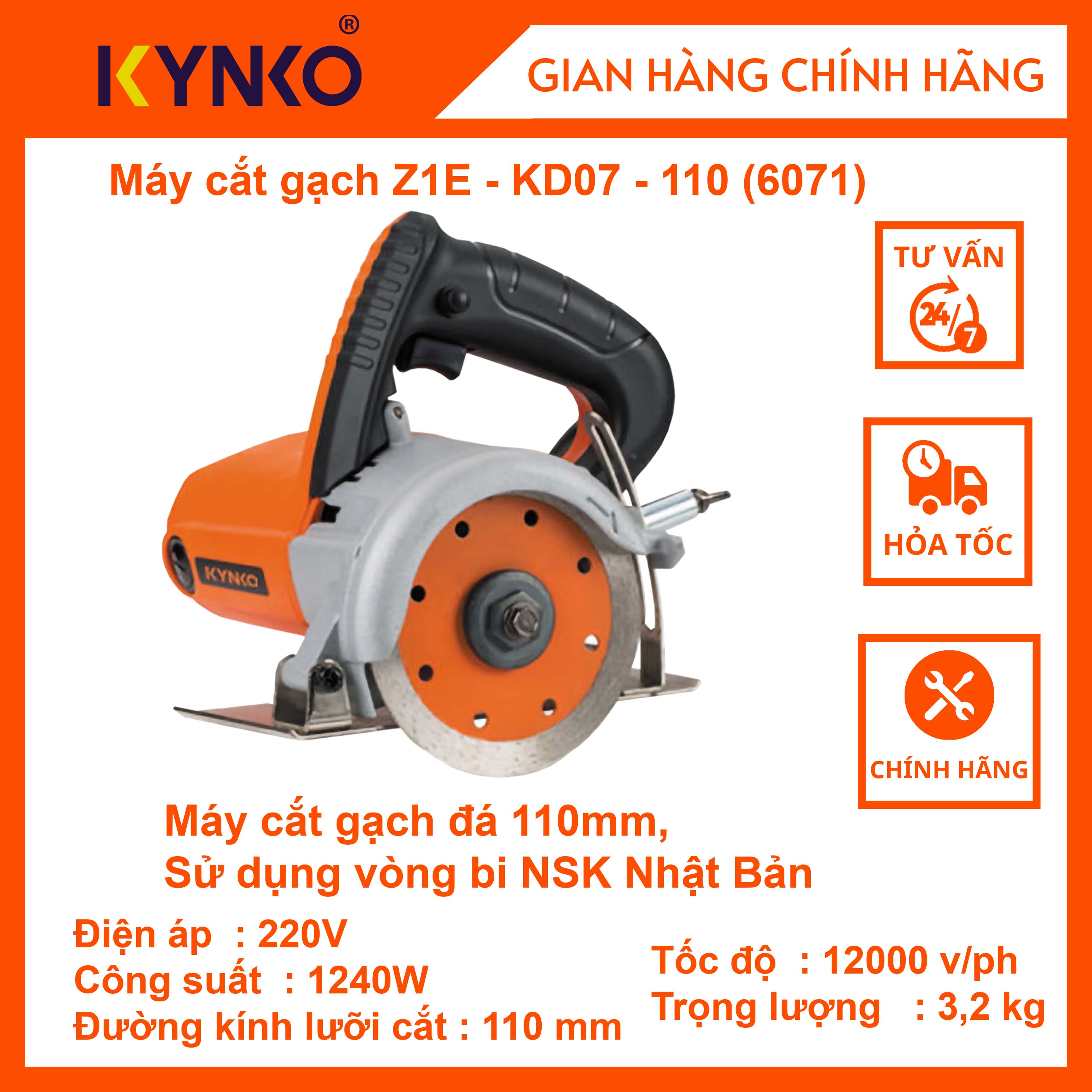 Máy cắt gạch - KD07 cầm tay giá tốt chính hãng Kynko Z1E-KD07-110 #6071