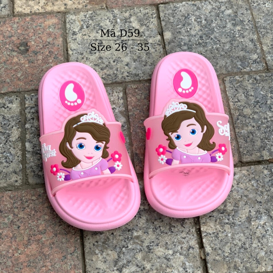 Dép công chúa Elsa Sofia cho bé gái 3 4 5 6 7 8 9 màu hồng nhựa dẻo êm nhẹ quai ngang thoáng khí phù hợp cho mùa hè đi trong nhà dạo bộ đi biển NHÍM SHOP D59